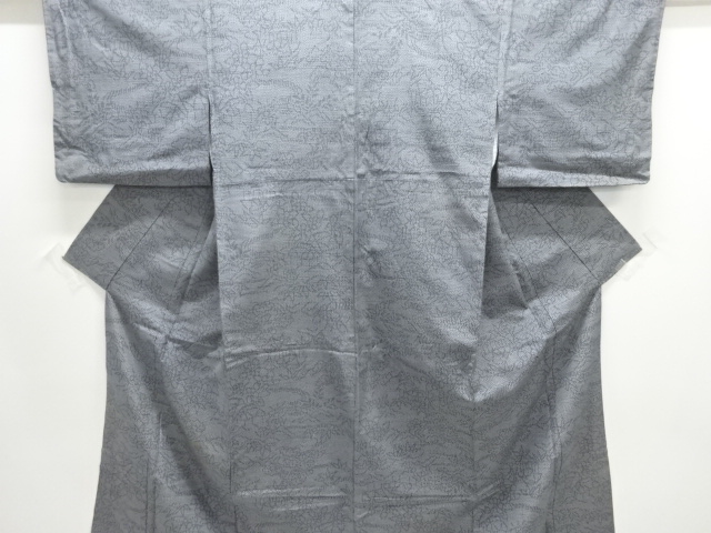 JAPANESE KIMONO / ANTIQUE KIMONO / SILK / TOKAMACHI TSUMUGI / WOVEN FLORAL PLANTS